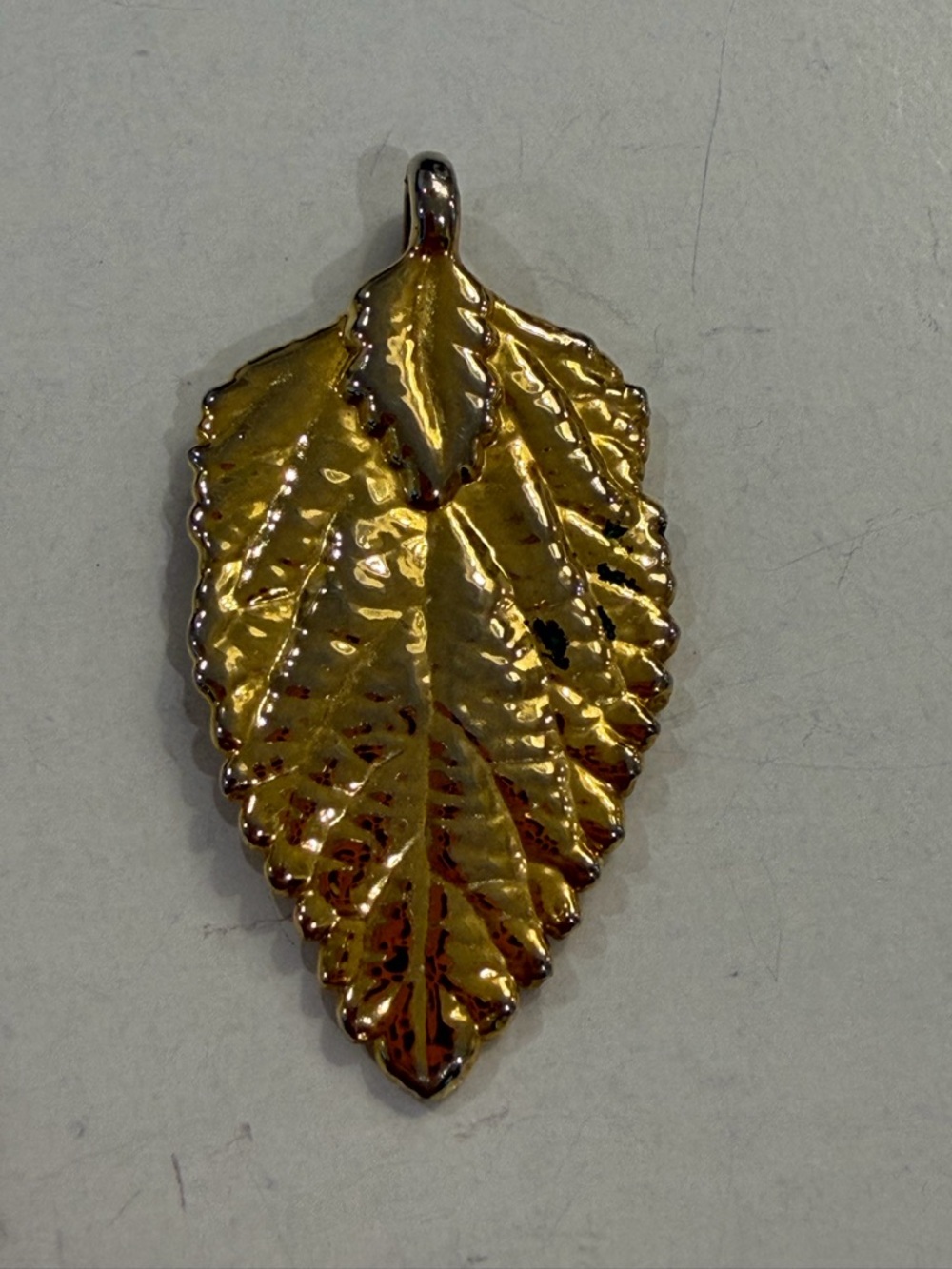 Gold Leaf Pendant Necklace Charm
